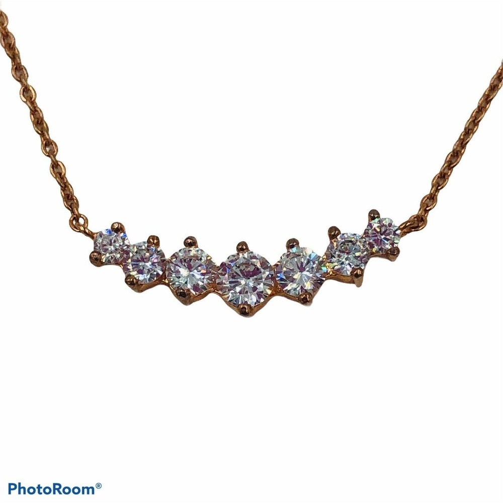 Rose Gold Plated Graduated CZ Crystal Necklace